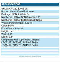 Supermicro MCP-220-82616-0N Drive Enclosure for 2.5" Internal - Black