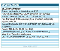 Audiocodes MP504/4S/SIP MediaPack 5xx analog VoIP gateway with 4 FXS SIP