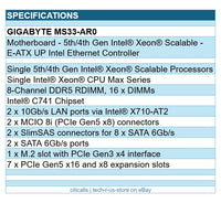 Gigabyte MS33-AR0 Motherboard - Emmitsburg LGA4677 Max128GB DDR5 EATX Brown Box