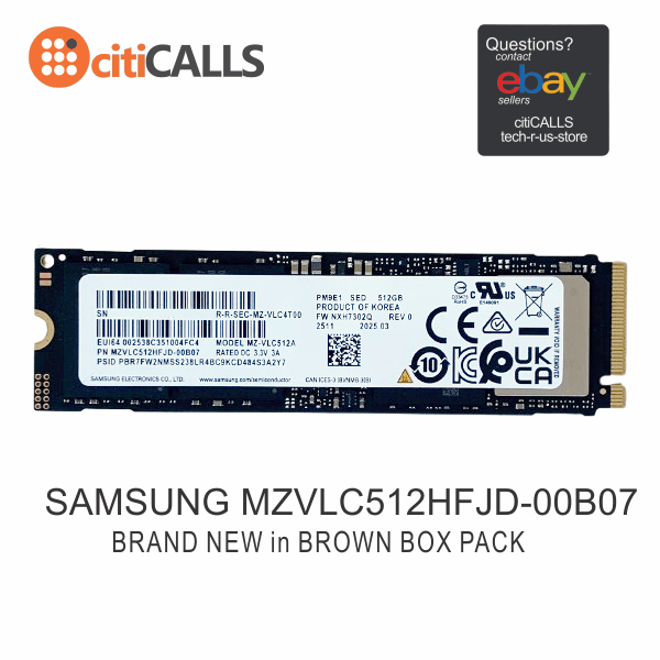 Samsung MZVLC512HFJD-00B07 512GB PCI Express Gen.5 x4 M.2 Solid State Drive