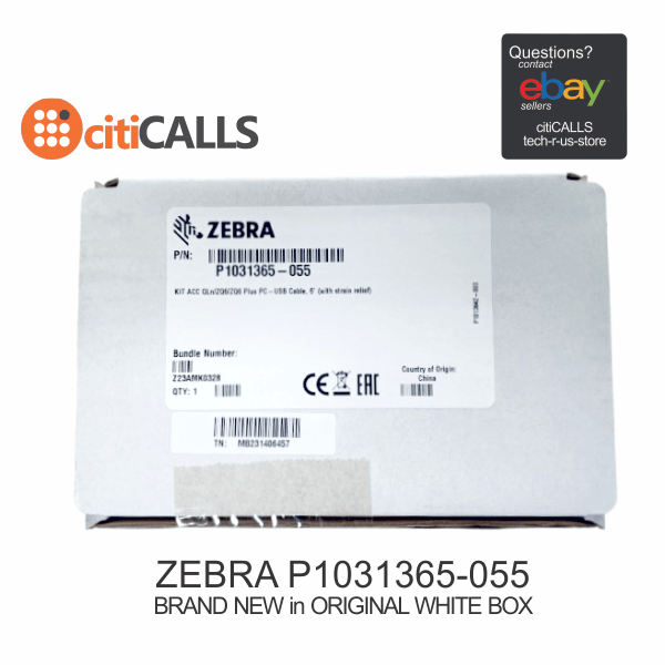 Zebra P1031365-055 6Ft USB Cable for ZQ610 ZQ620 ZQ630 QLn220 QLn320 QLn420