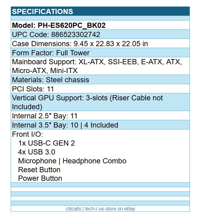 Phanteks PH-ES620PC_BK02 Enthoo Pro 2 Full Tower Closed Panel Mesh XL-ATI Black