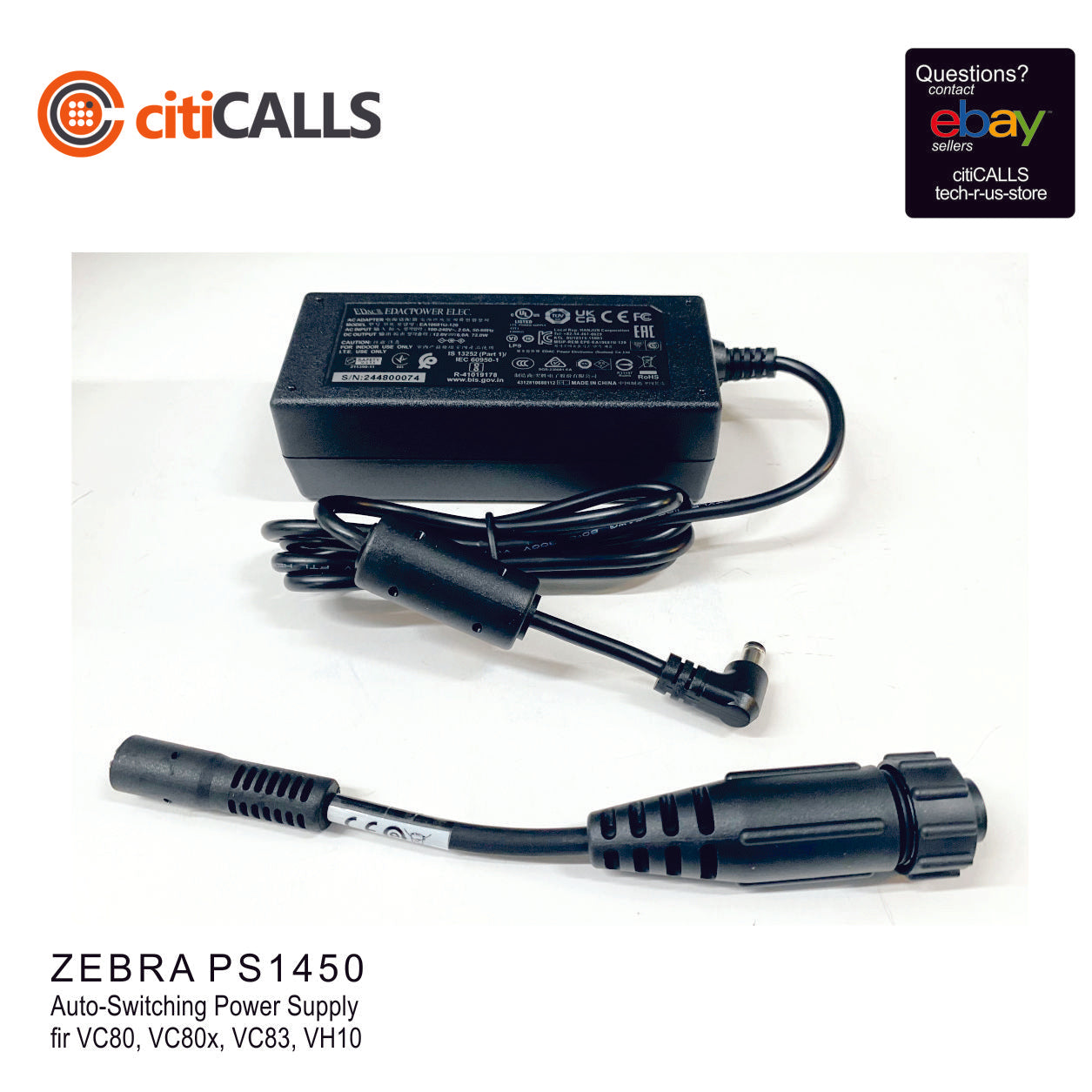 Zebra PS1450 AC/DC POWER SUPPLY - 3.30 A - 110/220V