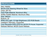 MOZA RACING RS052 ESX Steering Wheel for Xbox One X S PC 7-Pin 22 Buttons Black