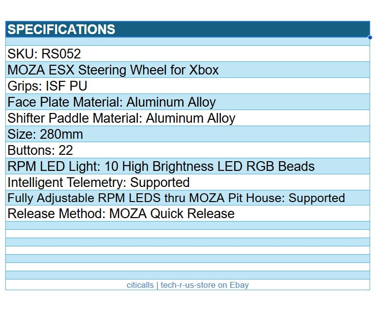 MOZA RACING RS052 ESX Steering Wheel for Xbox One X S PC 7-Pin 22 Buttons Black
