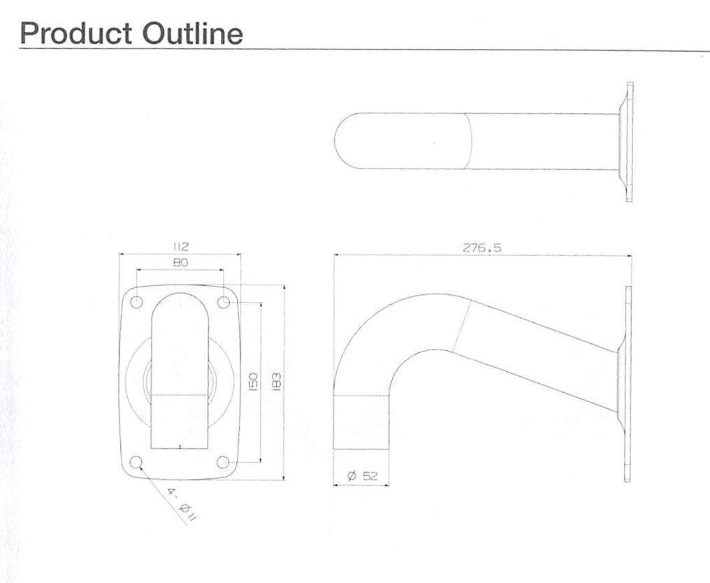 Hanwha SBP-300WMW Aluminum Gooseneck Wall Mount Bracket PT01-005154E White