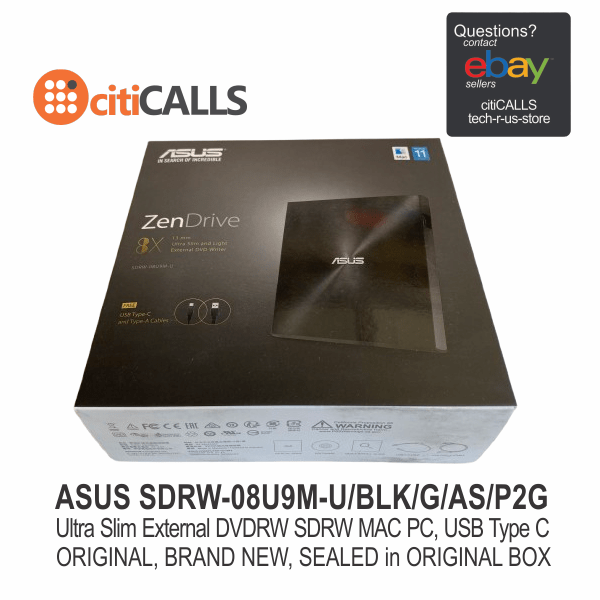 Asus SDRW-08U9M-U/BLK/G/AS/P2G ZenDrive SDRW-08U9M-U DVD-Writer External Black
