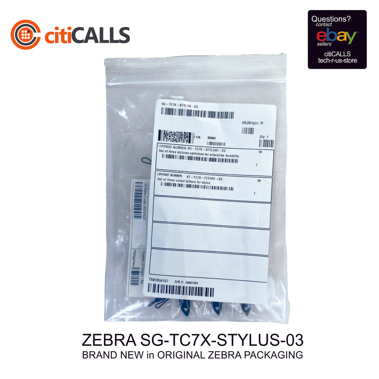 Zebra SG-TC7X-STYLUS-03 Stylus - 3 Pack - Capacitive Touchscreen Type Supported