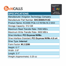 Kingston SKC3000S/512G KC3000 512 GB Solid State Drive M.2 2280 Internal - NVMe