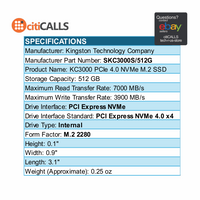 Kingston SKC3000S/512G KC3000 512 GB Solid State Drive M.2 2280 Internal - NVMe