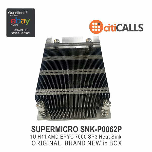 Supermicro SNK-P0062P 1U H11 AMD EPYC 7000 7002 OLGA4094 SP3 Passive Heat Sink