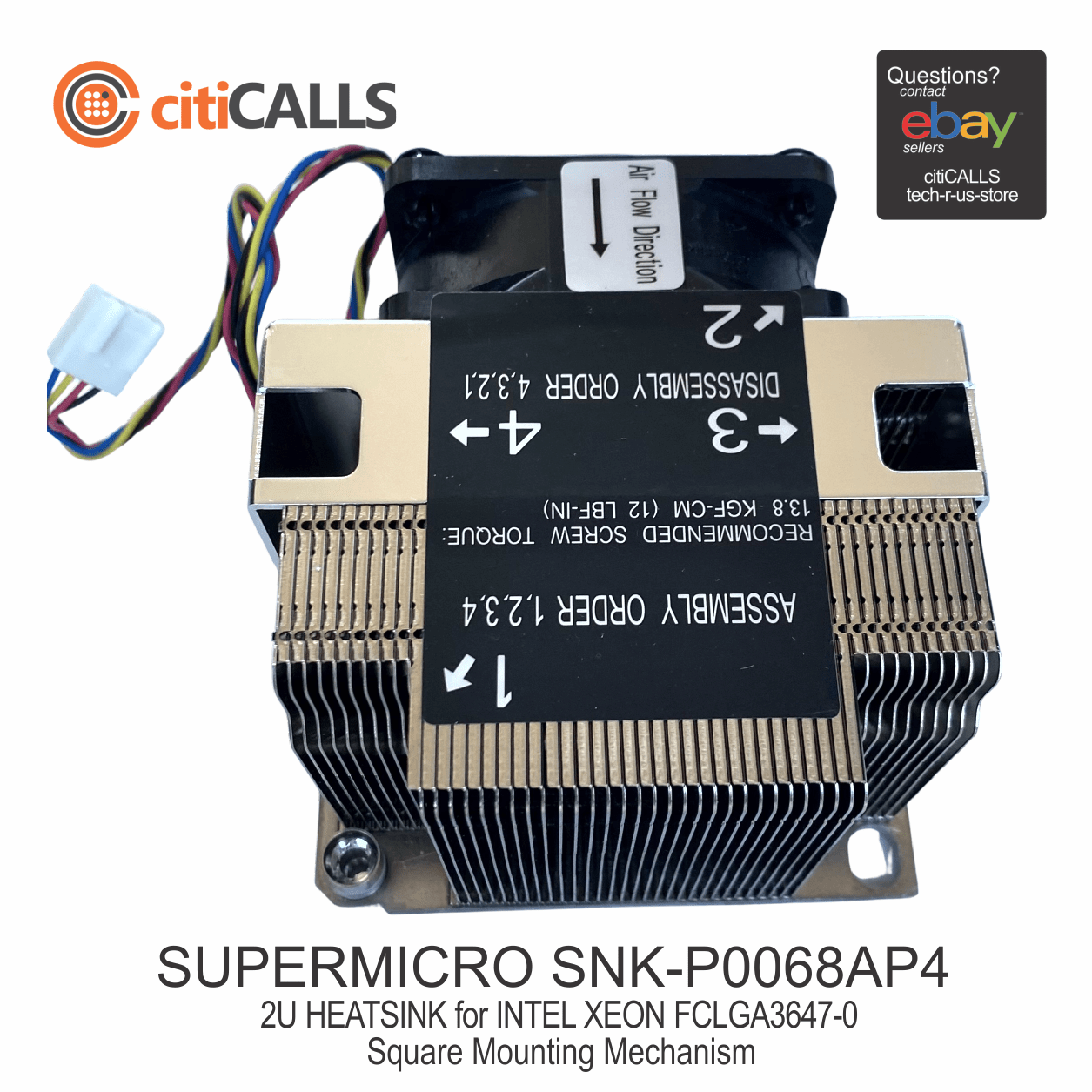 Supermicro SNK-P0068AP4 2U Active CPU Heat Sink Socket LGA3647-0 - 8400 rpm
