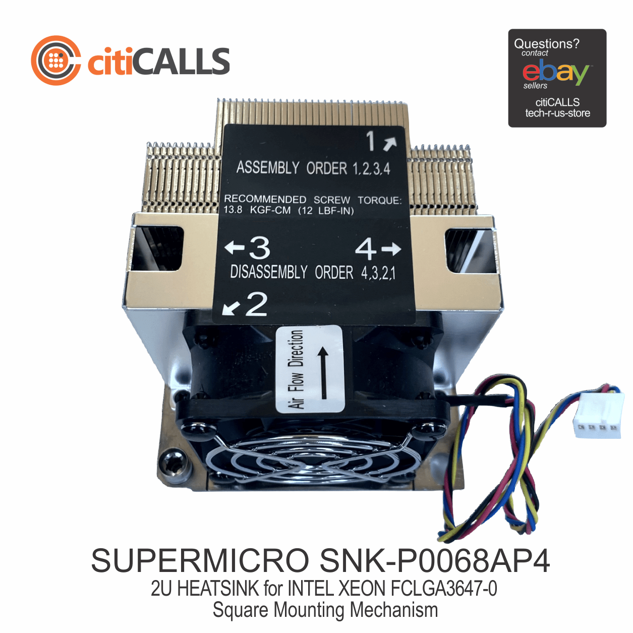 Supermicro SNK-P0068AP4 2U Active CPU Heat Sink Socket LGA3647-0 - 8400 rpm