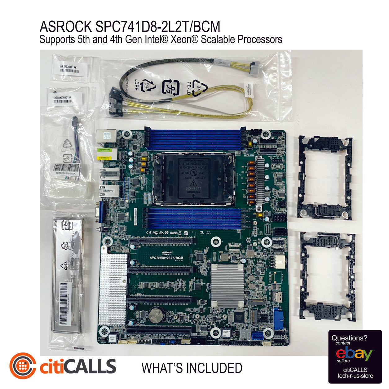 ASRock SPC741D8-2L2T/BCM MB CEB BCM C741 Xeon LGA4677 DDR5 M.2 SATA 10Gbe-RJ45
