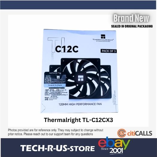 Thermalright TL-C12CX3 TL-C12C 3x 120mm Cooler Fan 4-Pin PWM SFDB 1550rpm Black