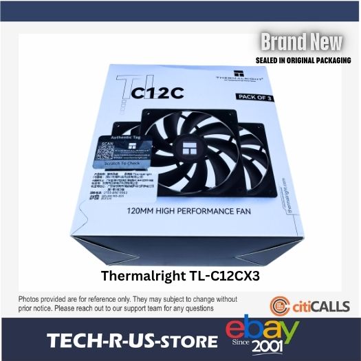Thermalright TL-C12CX3 TL-C12C 3x 120mm Cooler Fan 4-Pin PWM SFDB 1550rpm Black