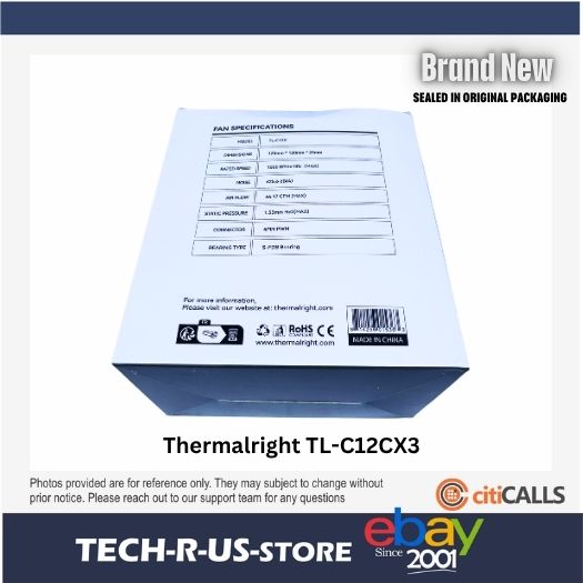 Thermalright TL-C12CX3 TL-C12C 3x 120mm Cooler Fan 4-Pin PWM SFDB 1550rpm Black