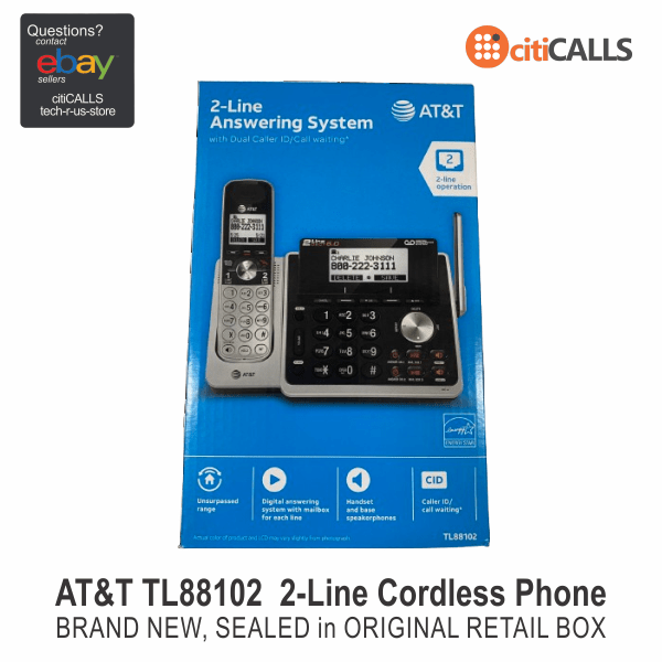 AT&T TL88102 2-Line Handset Answering System w Dual Caller ID/Call waiting