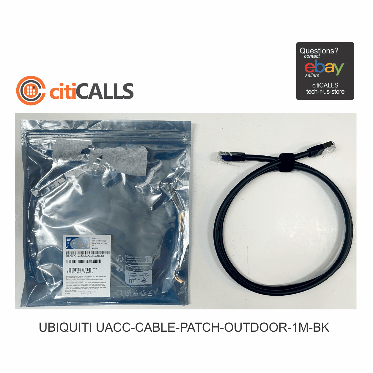 Ubiquiti Networks UACC-CABLE-PATCH-OUTDOOR-1M-BK UISP Patch Cable Outdoor Cat 5e