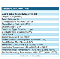 Ubiquiti Networks UACC-CABLE-PATCH-OUTDOOR-1M-BK UISP Patch Cable Outdoor Cat 5e