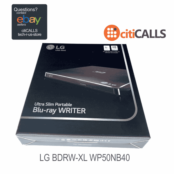 LG WP50NB40 External BDRW-XL USB 6X M-Disc Cyberlink Slim Tray Black Retail