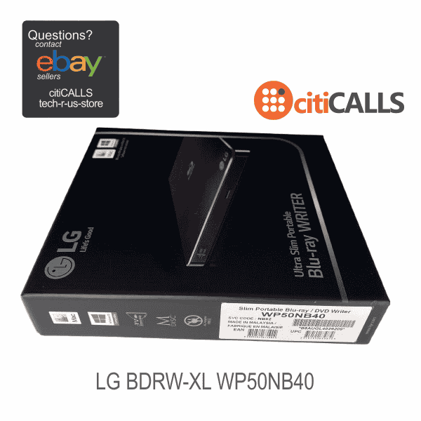 LG WP50NB40 External BDRW-XL USB 6X M-Disc Cyberlink Slim Tray Black Retail