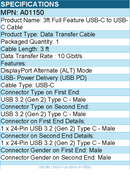 Codi A01150 3ft Full Feature USB-C to USB-C Cable - 10 Gbit/s