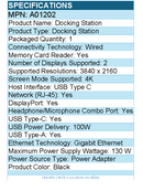 Codi A01202 Centro1202 Multi-Display 100W MST USB-C Docking Station