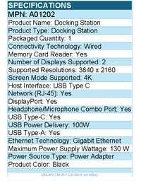 Codi A01202 Centro1202 Multi-Display 100W MST USB-C Docking Station