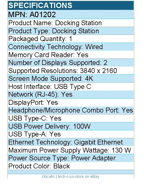 Codi A01202 Centro1202 Multi-Display 100W MST USB-C Docking Station
