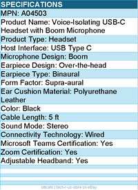 Codi A04503 Voice-Isolating USB-C Headset with Boom Microphone
