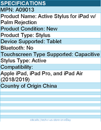 Codi A09013 Active Stylus Pencil for iPad with Palm Rejection & Magnetic Design