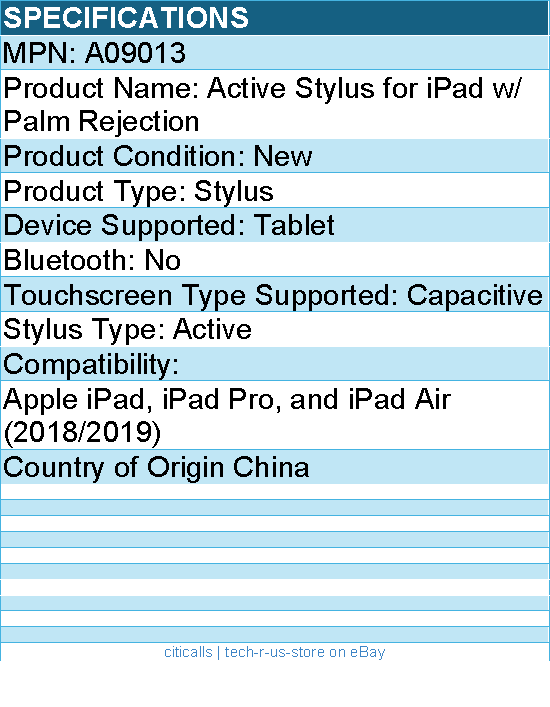 Codi A09013 Active Stylus Pencil for iPad with Palm Rejection & Magnetic Design