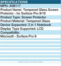 Codi A09117 Tempered Glass Screen Protector - for Surface Pro 9/10