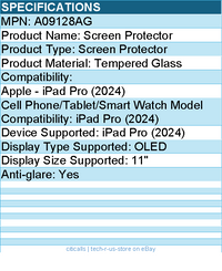 Codi A09128AG Anti-Glare Tempered Glass Screen Protector for iPad Pro 11""