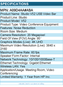 HP Poly A09D4AA#ABA Studio V52 USB Video Bar For Meeting Room,Video Conferencing
