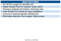 Eaton A102-02M 6ft Toslink Digital Optical SPDIF Audio Cable, 6' (1.82 m)
