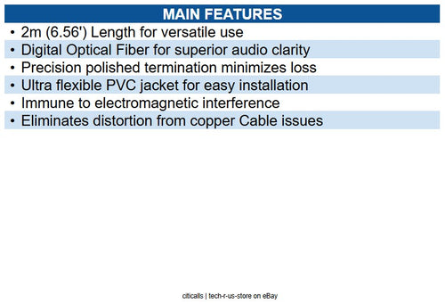 Eaton A102-02M 6ft Toslink Digital Optical SPDIF Audio Cable, 6' (1.82 m)
