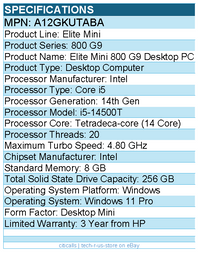 HP A12GKUT#ABA Elite Mini 800 G9 Desktop Computer - Intel Core i5 14th Gen