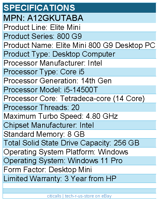 HP A12GKUT#ABA Elite Mini 800 G9 Desktop Computer - Intel Core i5 14th Gen
