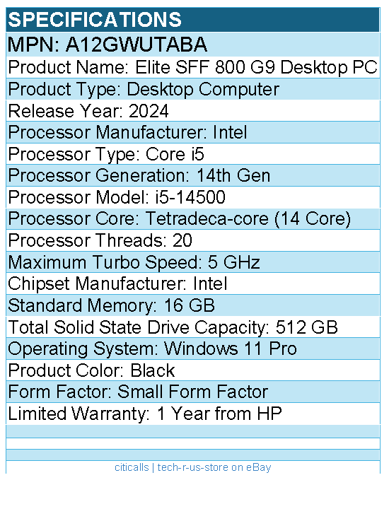HP A12GWUT#ABA Elite 800 G9 Desktop Computer - Intel Core i5 14th Gen