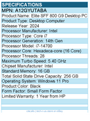 HP A12GYUT#ABA Elite 800 G9 Desktop Computer - Intel Core i7 14th Gen