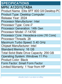 HP A12GYUT#ABA Elite 800 G9 Desktop Computer - Intel Core i7 14th Gen