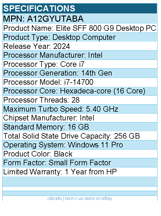 HP A12GYUT#ABA Elite 800 G9 Desktop Computer - Intel Core i7 14th Gen
