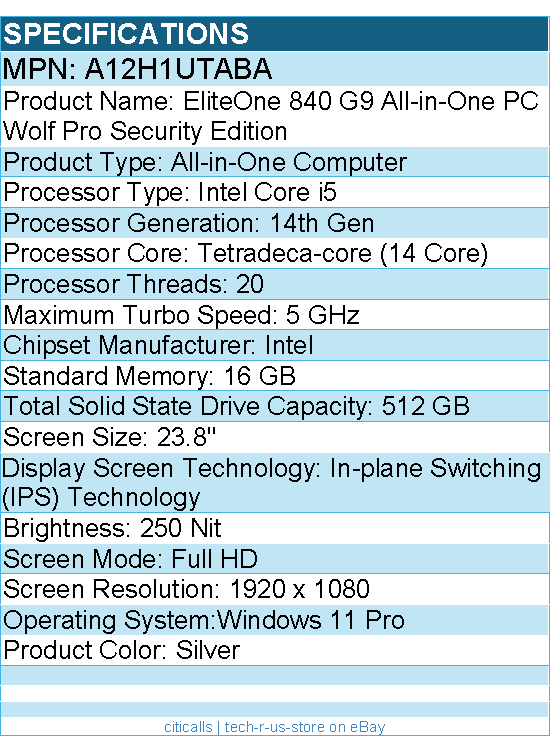HP A12H1UTABA EliteOne 840 G9 All-in-One Computer - Intel Core i5 14th Gen