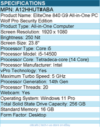 HP A12HHUT#ABA EliteOne 840 G9 All-in-One Computer - Intel Core i5 14th Gen
