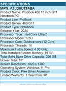 HP A1LD6UT#ABA ProBook 460 G11 16" Touchscreen Notebook - Intel Core Ultra 5