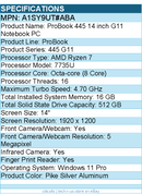 HP A1SY9UT#ABA ProBook 445 G11 14" Touchscreen Notebook - WUXGA - AMD Ryzen 7