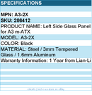 Lian-Li A3-2X Accessory - Optional Left side glass panel for A3-mATX Black