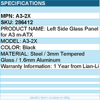 Lian-Li A3-2X Accessory - Optional Left side glass panel for A3-mATX Black
